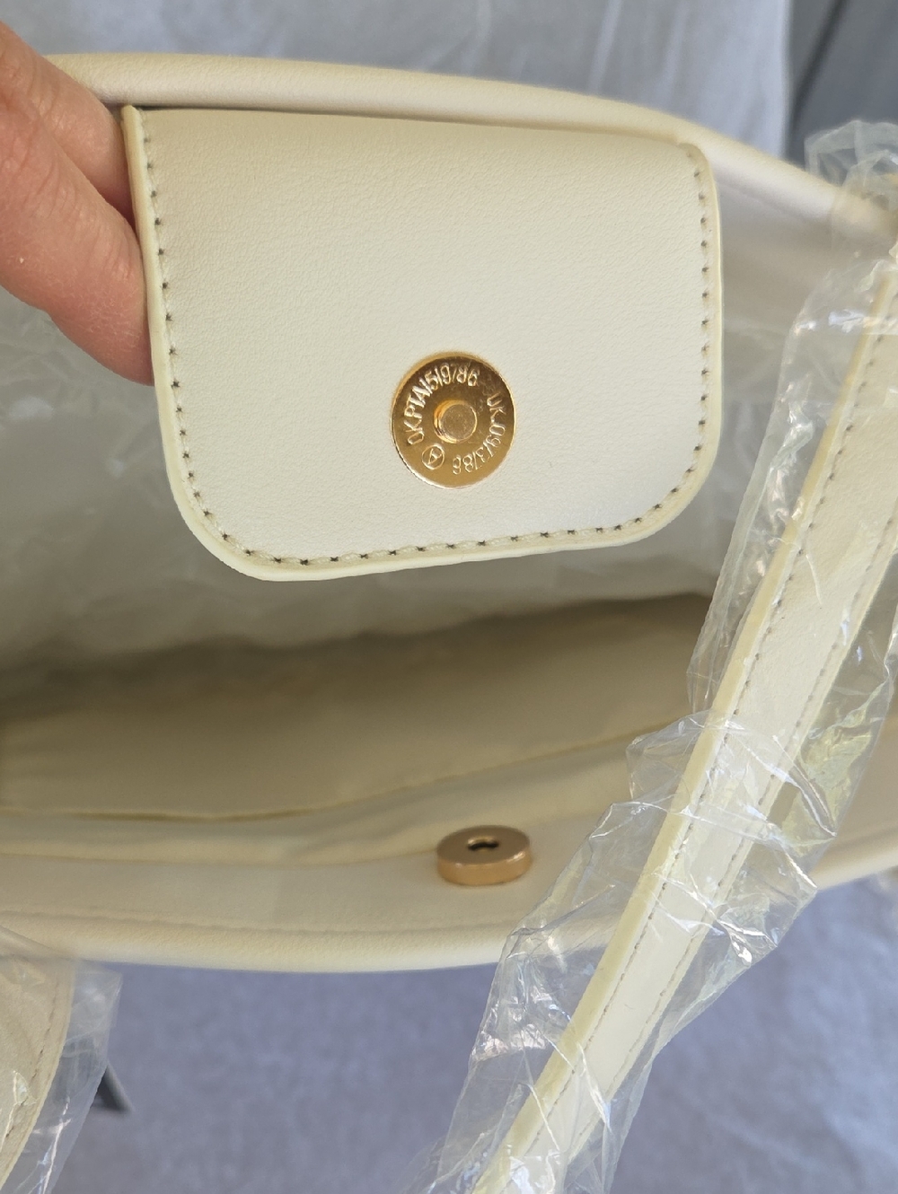 Badgley Mischka Cream and Gold Tweed Tote - Picture 2 of 4